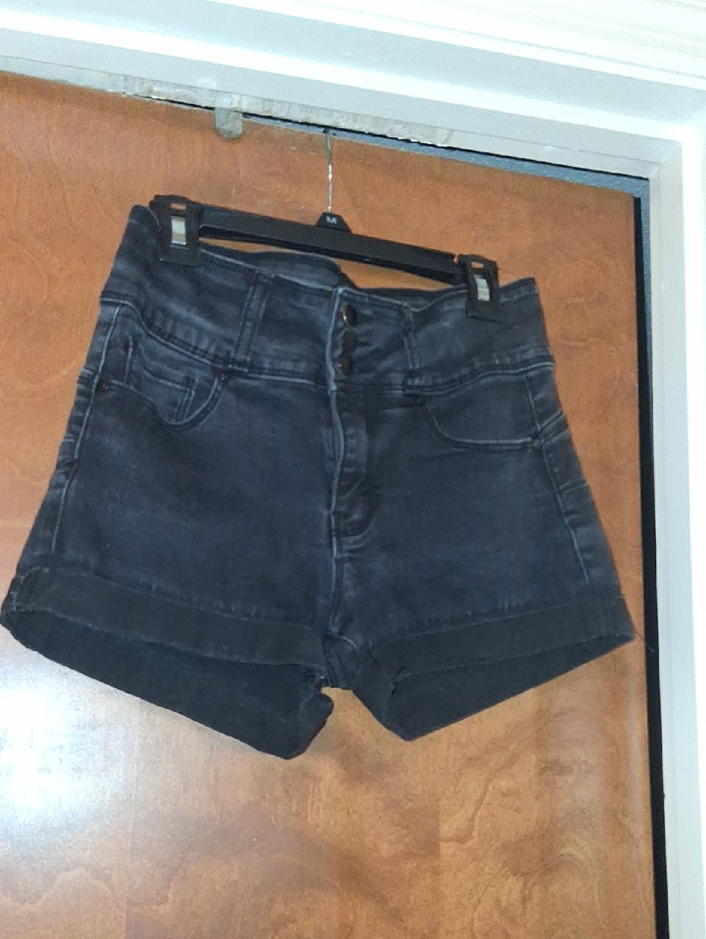 Wax Jean Black High-Waist Denim Shorts
